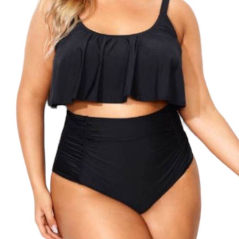 New Meet Curve High Waist Black Bikini Bottoms Size 4X (Bottoms Only)